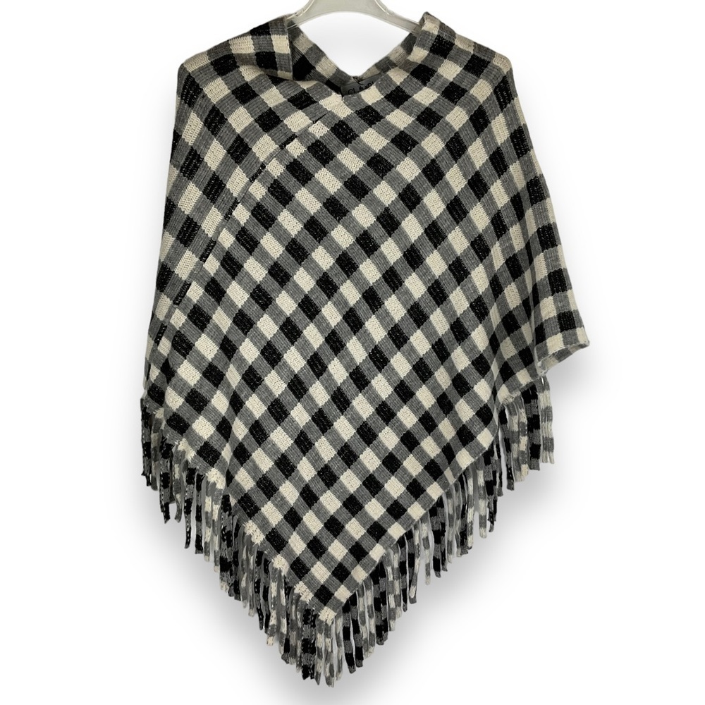 Black and White Checkered Poncho
